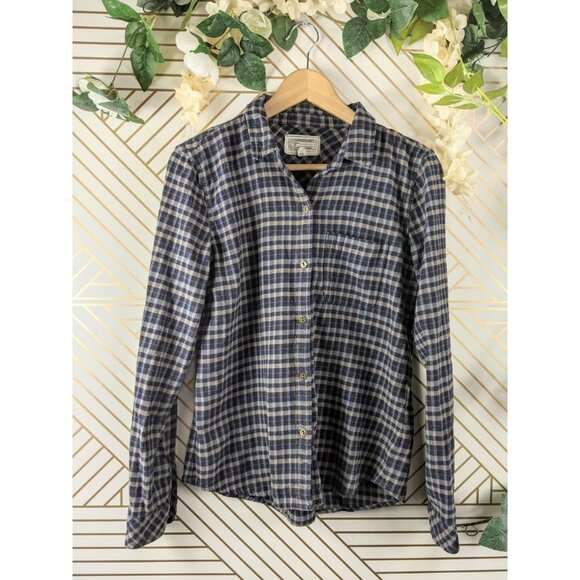 Current Elliott Women's Blue Flannel Button Up Long Sleeve Size 2 - Picture 1 of 6
